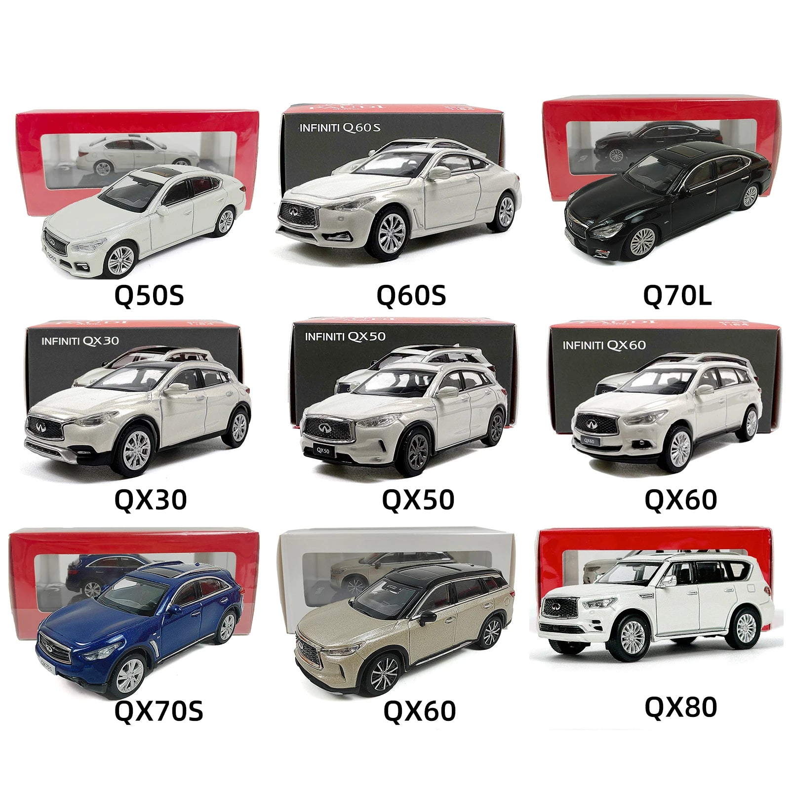 Infiniti Q70 QX60 QX70 QX80 QX30 1:64 Diecast