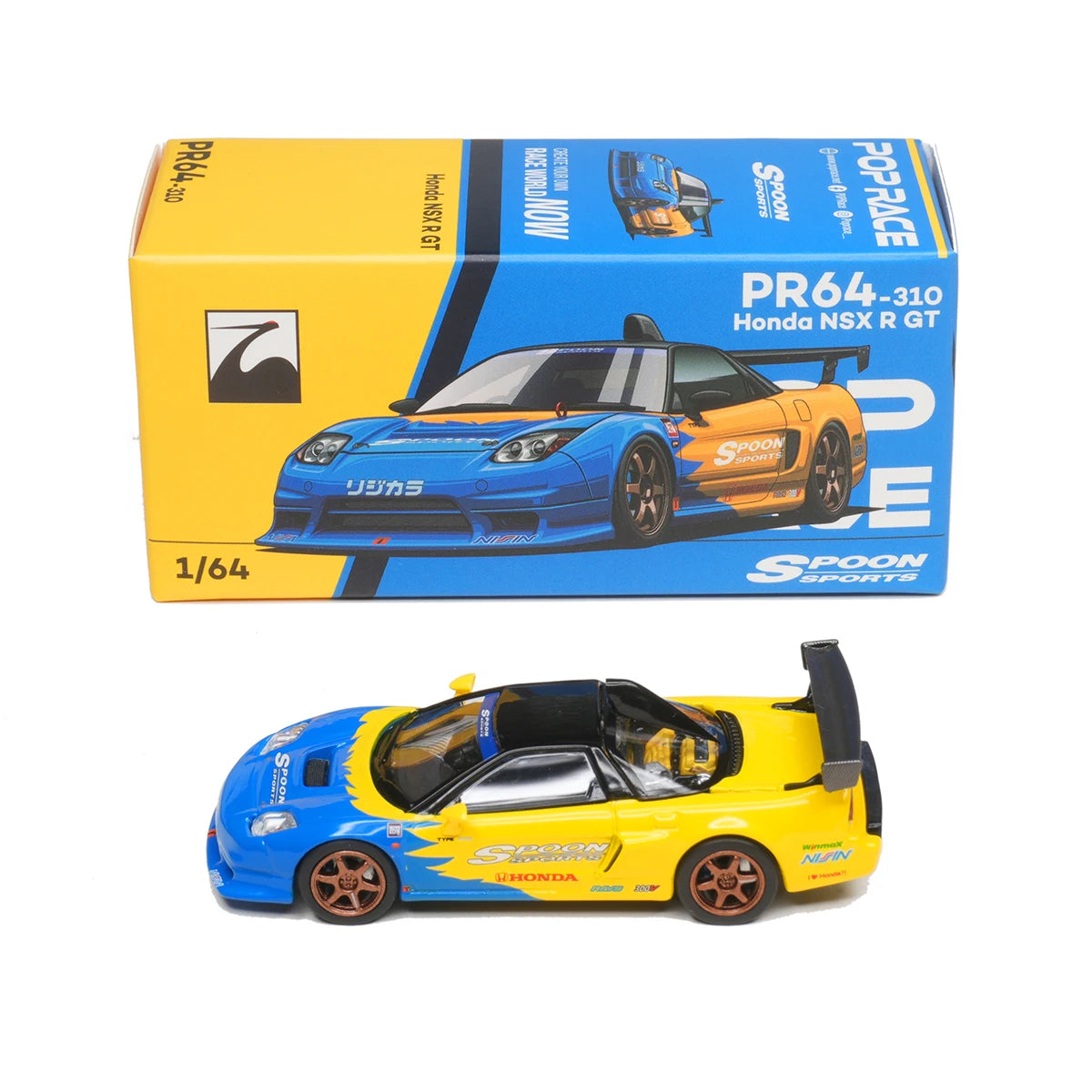 Pop Race 1 64 NSX R Gt Spoon Openable Hood 1:64 Diecast
