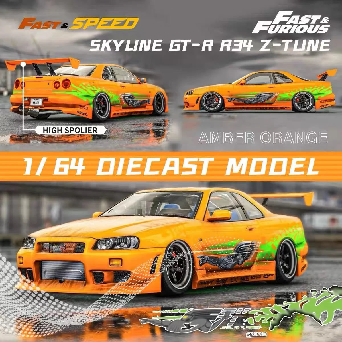 Fast Speed Fs Skyline GT-R R34 Z Tune 1 1:64 Diecast