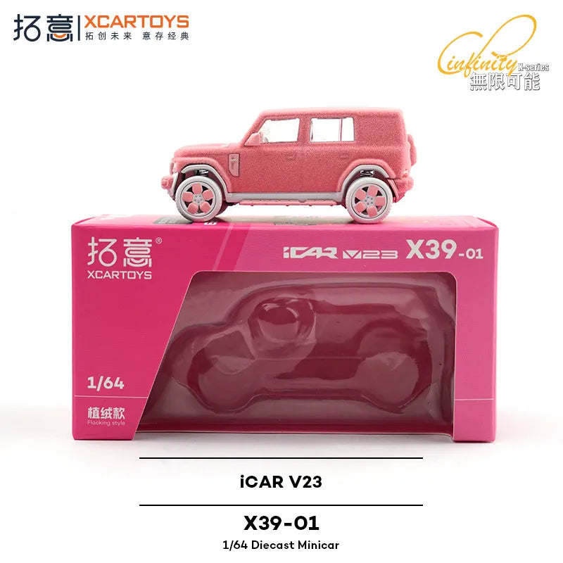 XCARTOYS Icar V23 Pink Flocking Style 1 64 Metal Plastic 1:64 Diecast