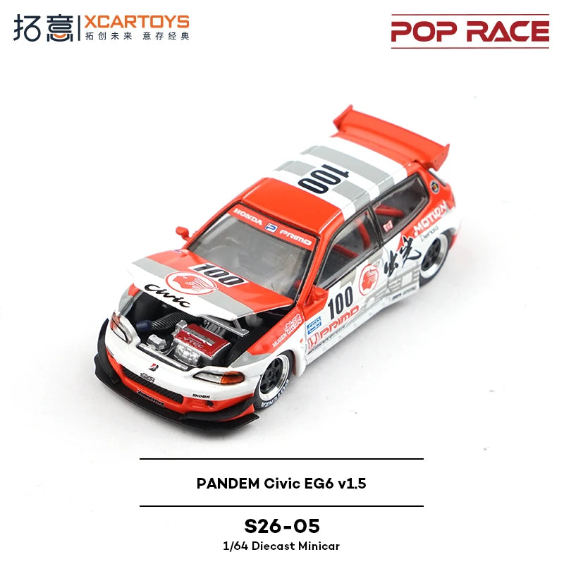 Pop Race XCARTOYS Pandem Civic Eg6 V1 5 1 64 Metal 1:64 Diecast