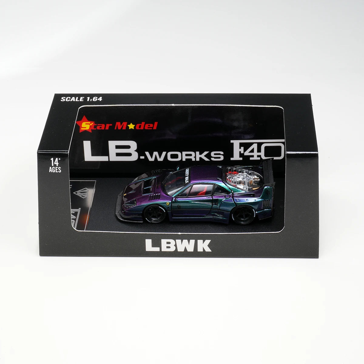 Ferrari F40 LBWK Ice Blue Magic Purple Star 1:64 Diecast