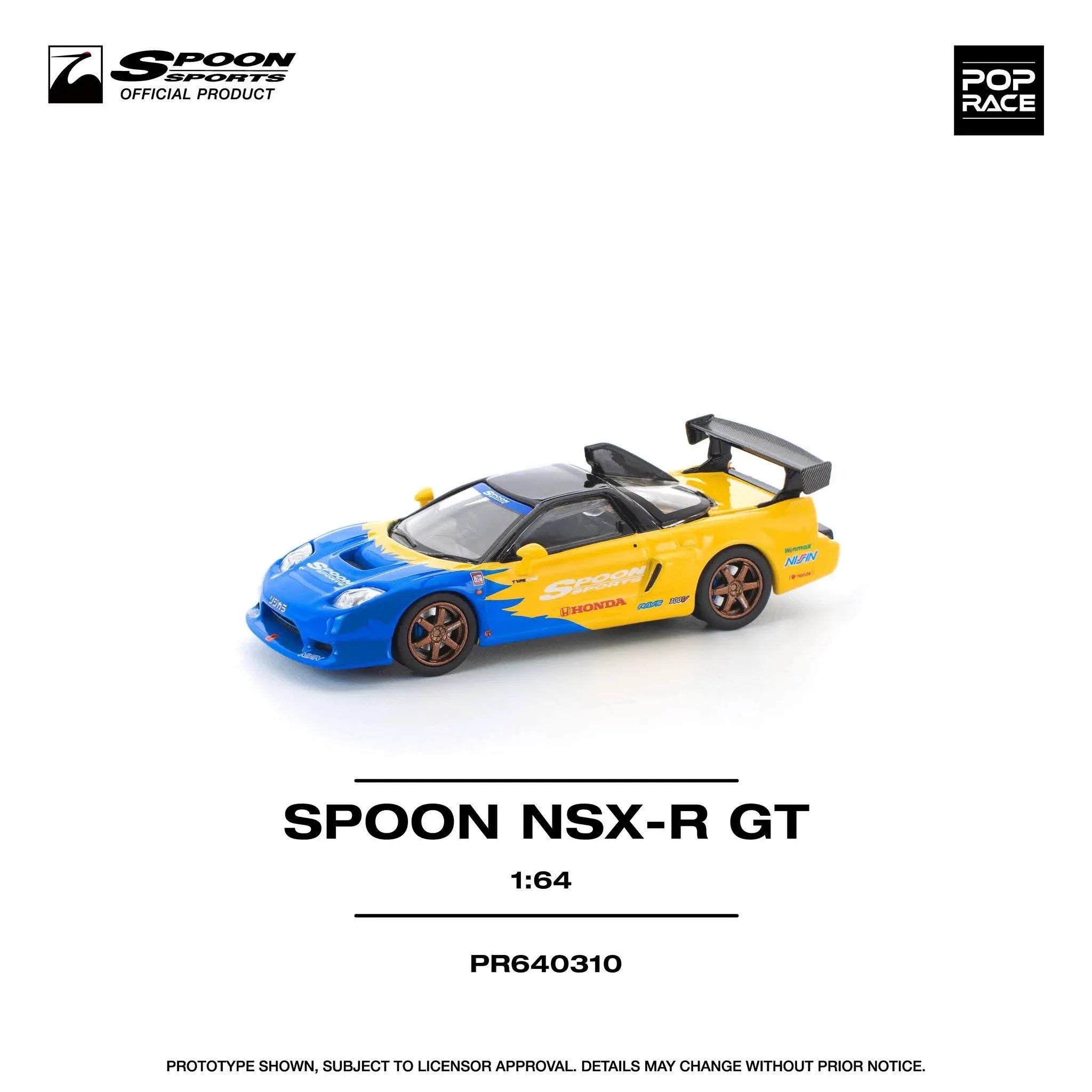 Pop Race 1 64 NSX R Gt Spoon Openable Hood 1:64 Diecast