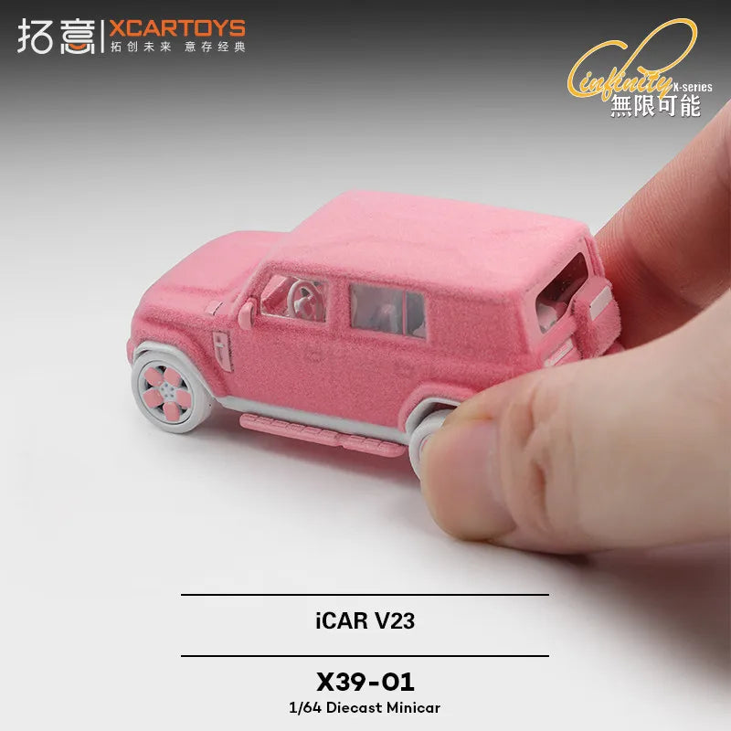 XCARTOYS Icar V23 Pink Flocking Style 1 64 Metal Plastic 1:64 Diecast