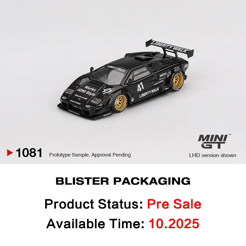 MINI GT Lamborghini Countach LB Works Black 1:64 Diecast