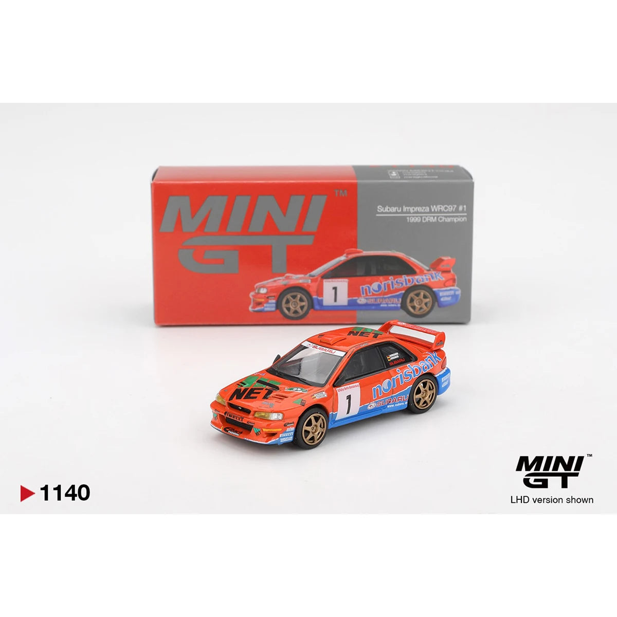 MINI GT Subaru Impreza WRC97 #1 1999 DRM Winner 1:64 Diecast