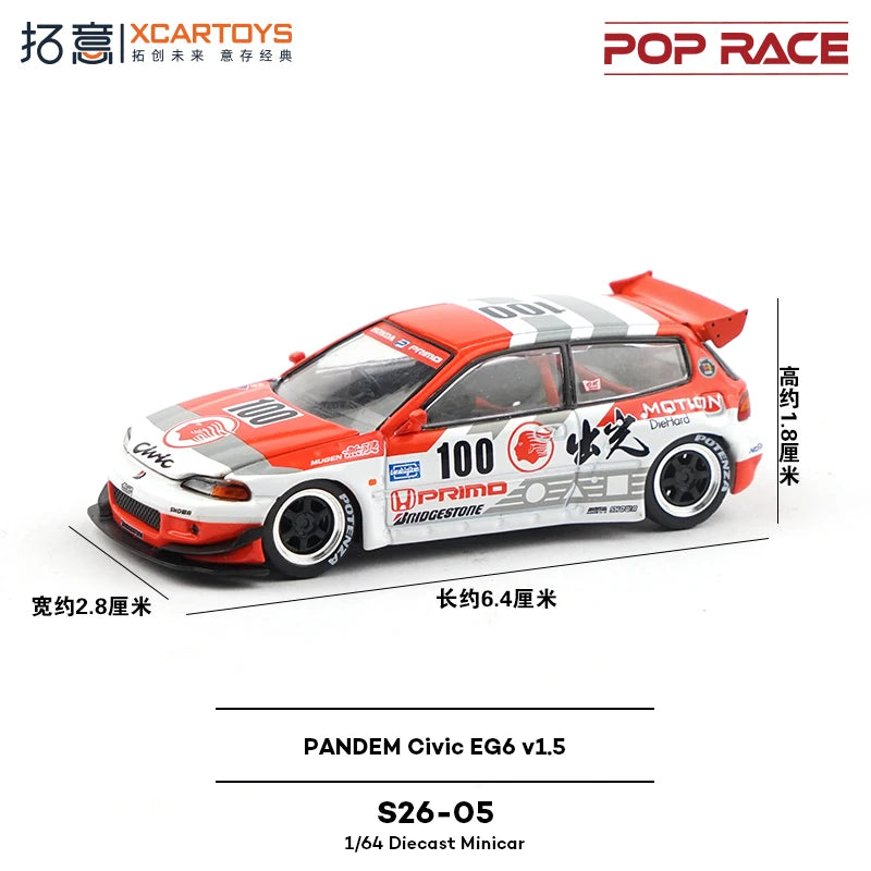 Pop Race XCARTOYS Pandem Civic Eg6 V1 5 1 64 Metal 1:64 Diecast