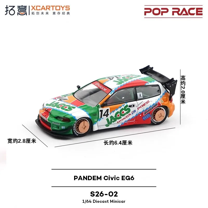 Pop Race XCARTOYS Pandem Civic Eg6 1 64 Metal Plastic Parts 1:64 Diecast
