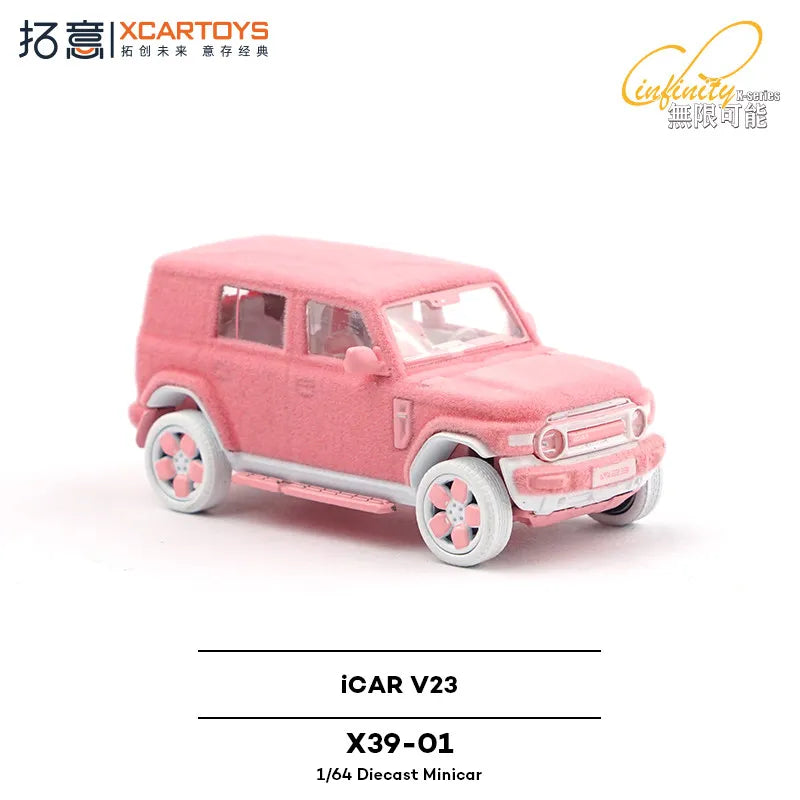 XCARTOYS Icar V23 Pink Flocking Style 1 64 Metal Plastic 1:64 Diecast
