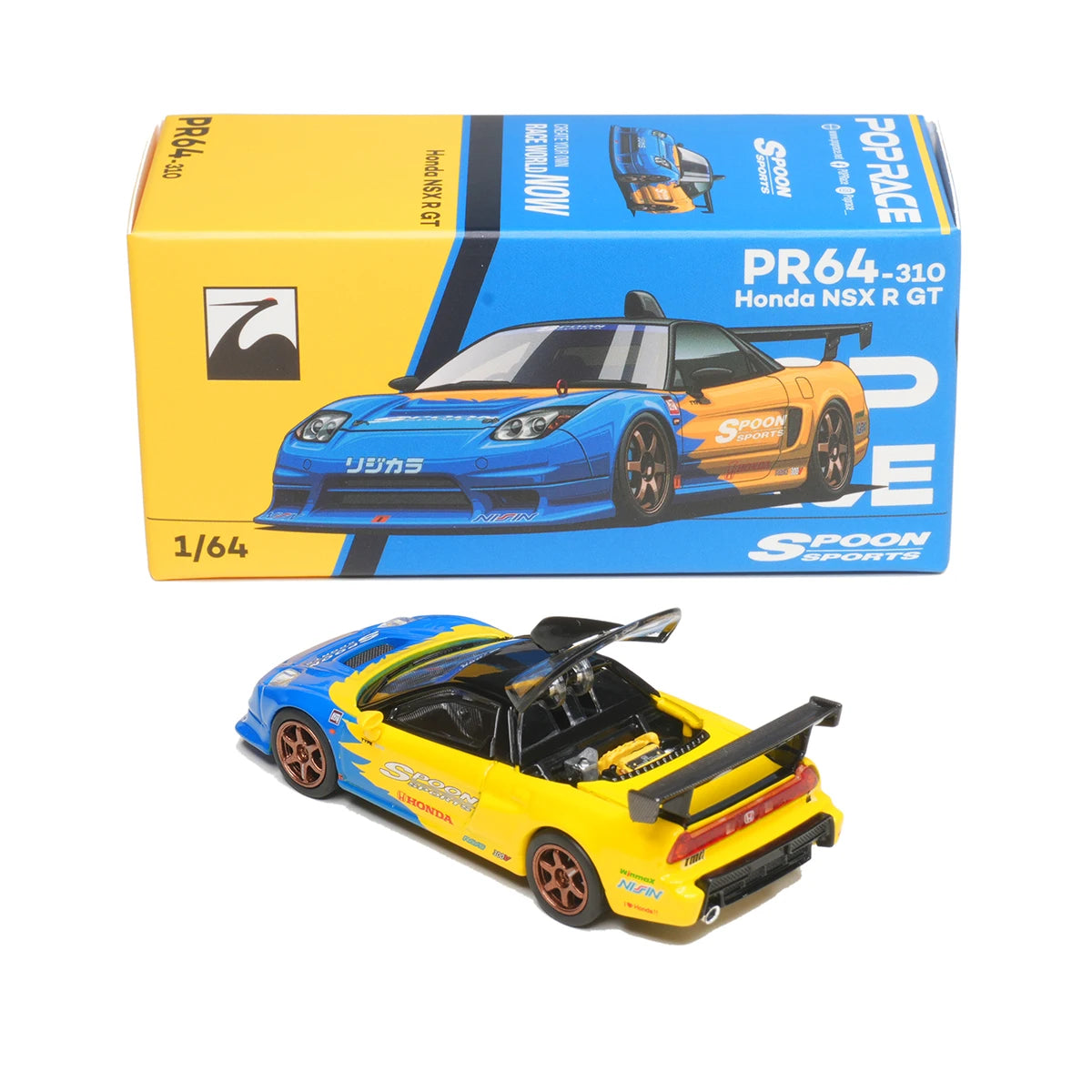 Pop Race 1 64 NSX R Gt Spoon Openable Hood 1:64 Diecast