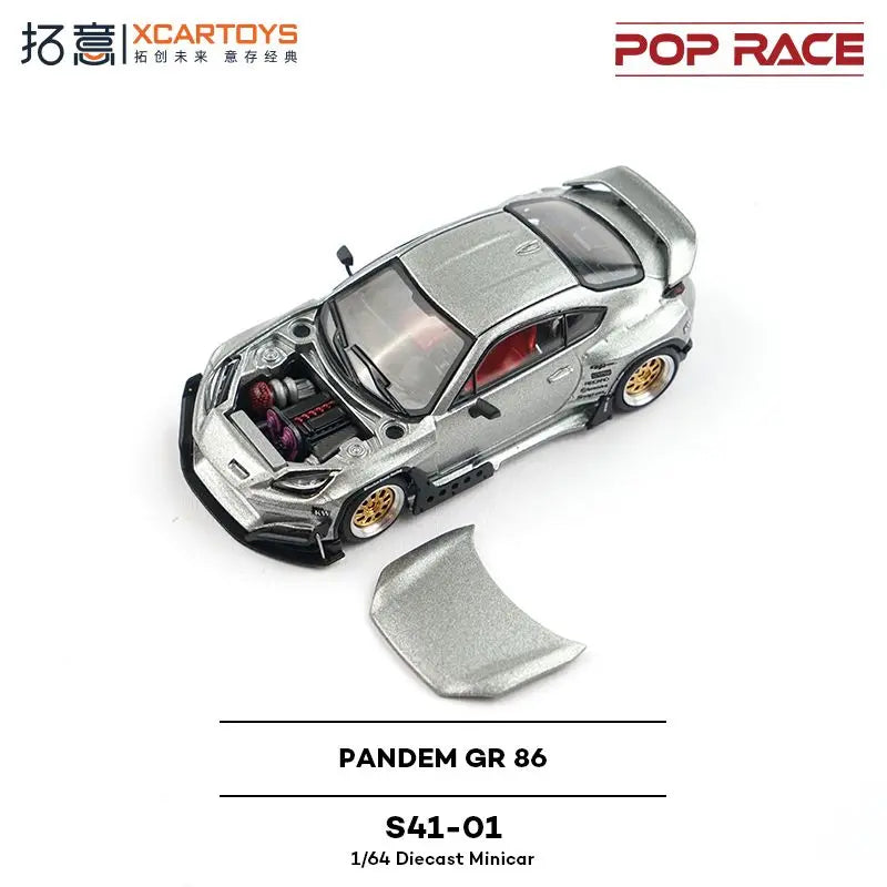 Pop Race 1 64 Toyota Pandem GR 86 Silver S41 1:64 Diecast