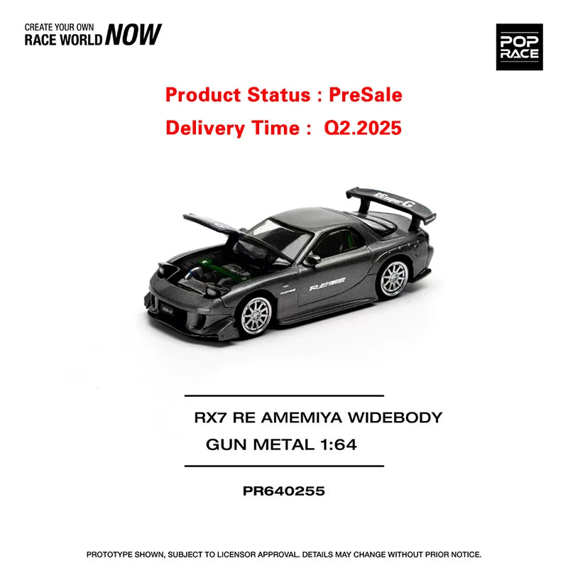 Pop Race 1 64 RX-7 Fd3s Re Amemiya Widebody Gun 1:64 Diecast