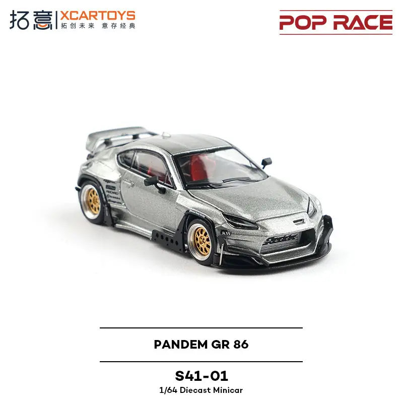 Pop Race 1 64 Toyota Pandem GR 86 Silver S41 1:64 Diecast