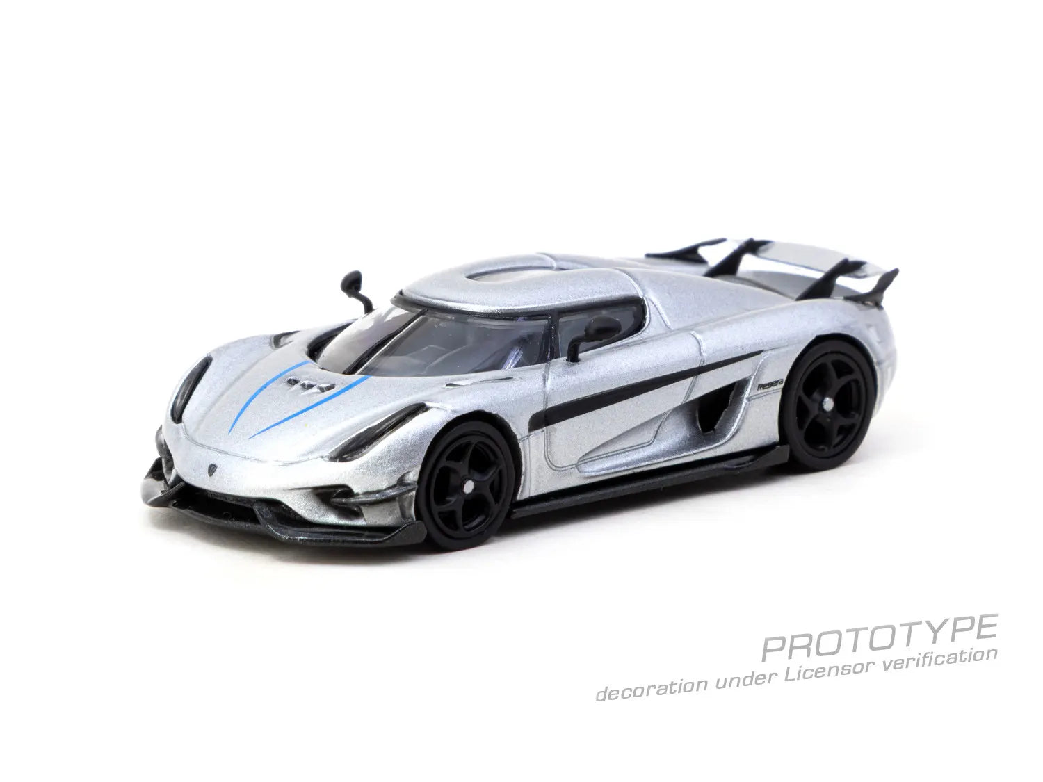 Tw 1 64 Koenigsegg Regera Silver Metallic Blue Accents Tarmac 1:64 Diecast