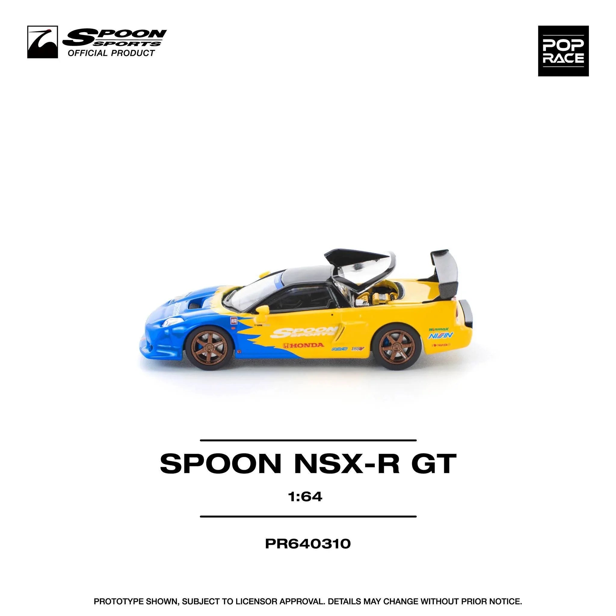 Pop Race 1 64 NSX R Gt Spoon Openable Hood 1:64 Diecast