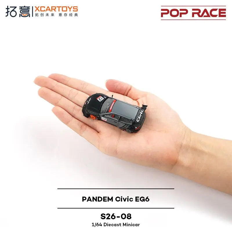 Pop Race1 64 Civic Eg6 Rocket Rabbit Black Grey Painting 1:64 Diecast
