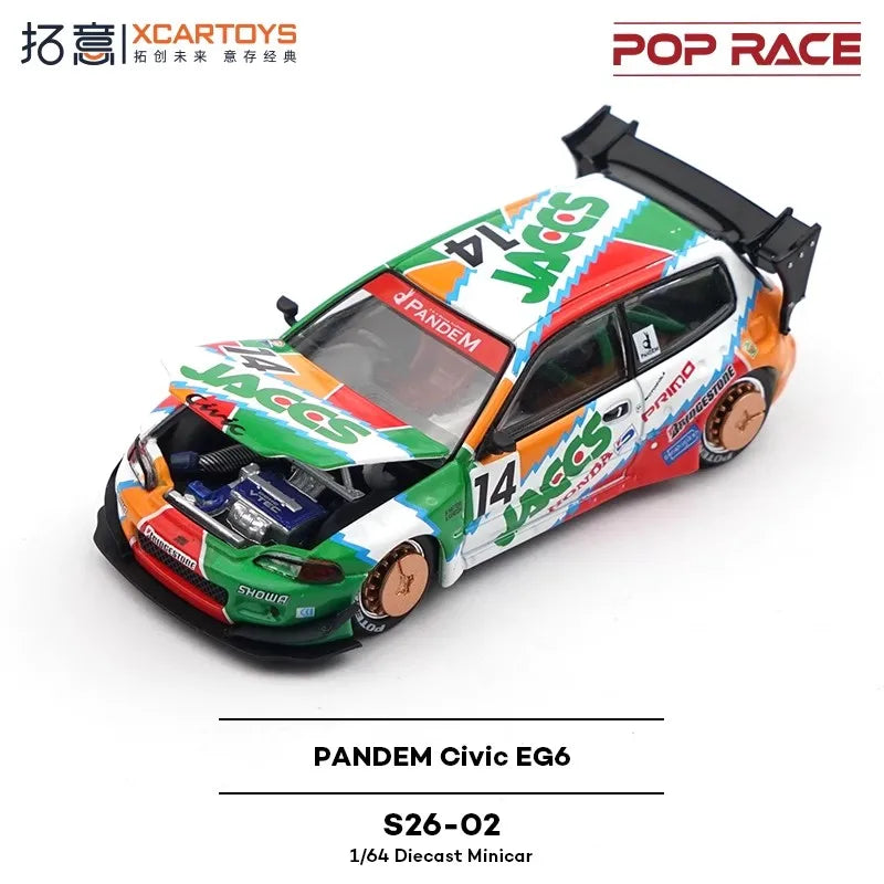 Pop Race XCARTOYS Pandem Civic Eg6 1 64 Metal Plastic Parts 1:64 Diecast