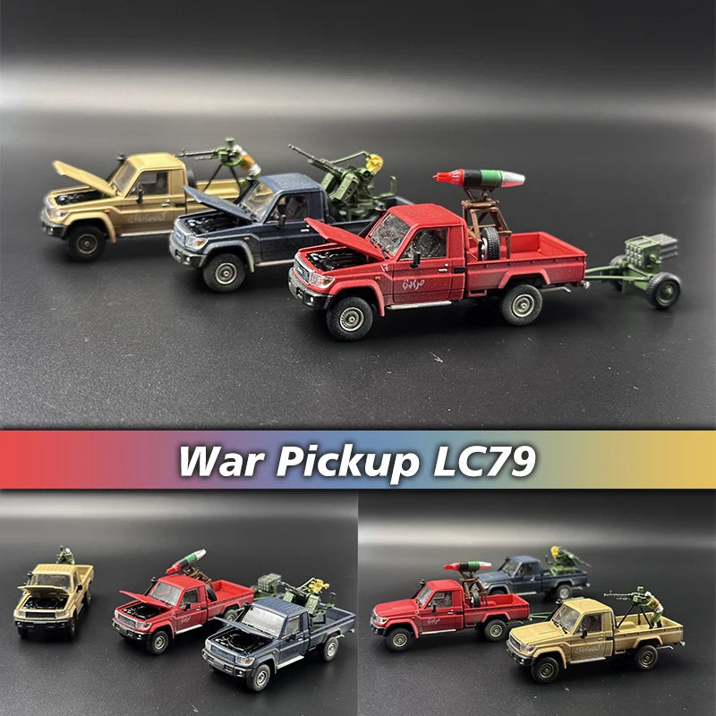 Toyota Land Cruiser LC79 J70 Armed Pickup Truck HobbyFans 1:64 Scale Diecast Model Car