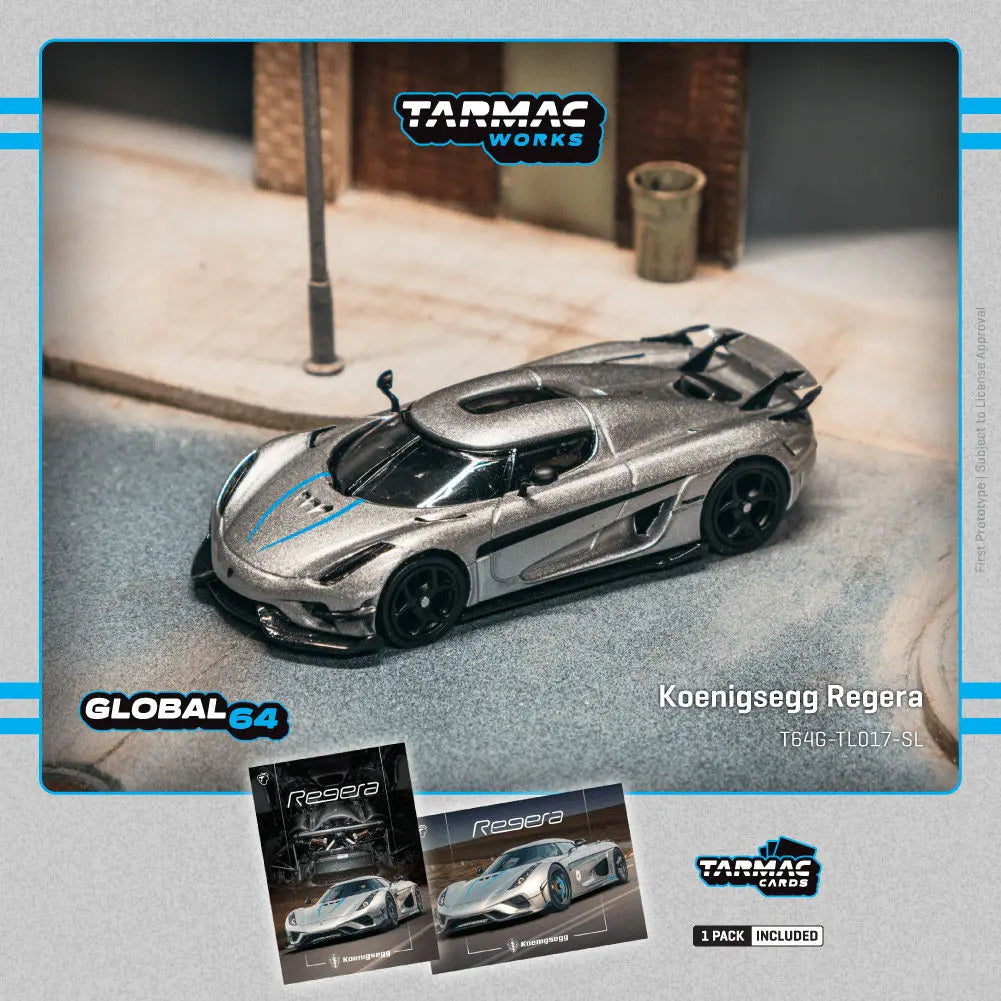 Tw 1 64 Koenigsegg Regera Silver Metallic Blue Accents Tarmac 1:64 Diecast