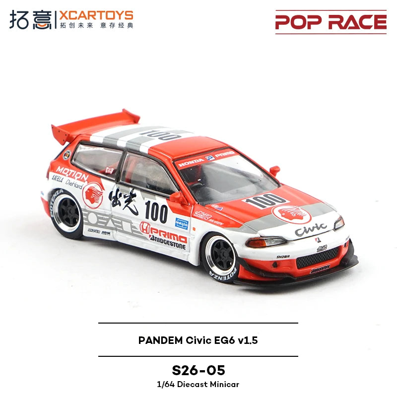 Pop Race XCARTOYS Pandem Civic Eg6 V1 5 1 64 Metal 1:64 Diecast