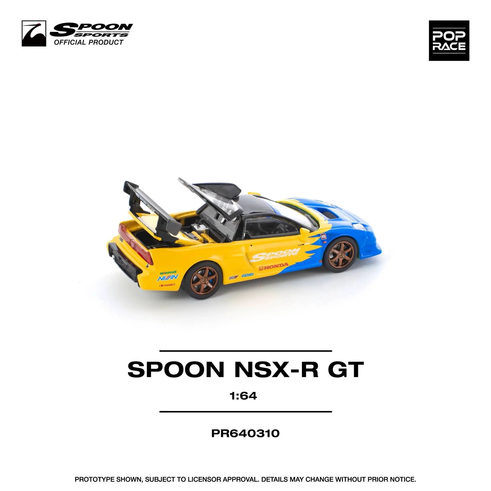 Pop Race 1 64 NSX R Gt Spoon Openable Hood 1:64 Diecast