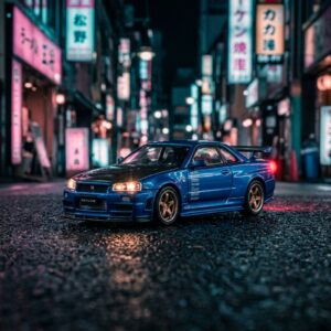 Nissan Skyline GT-R R34 Chrome Demon King Auto 1:64 Diecast