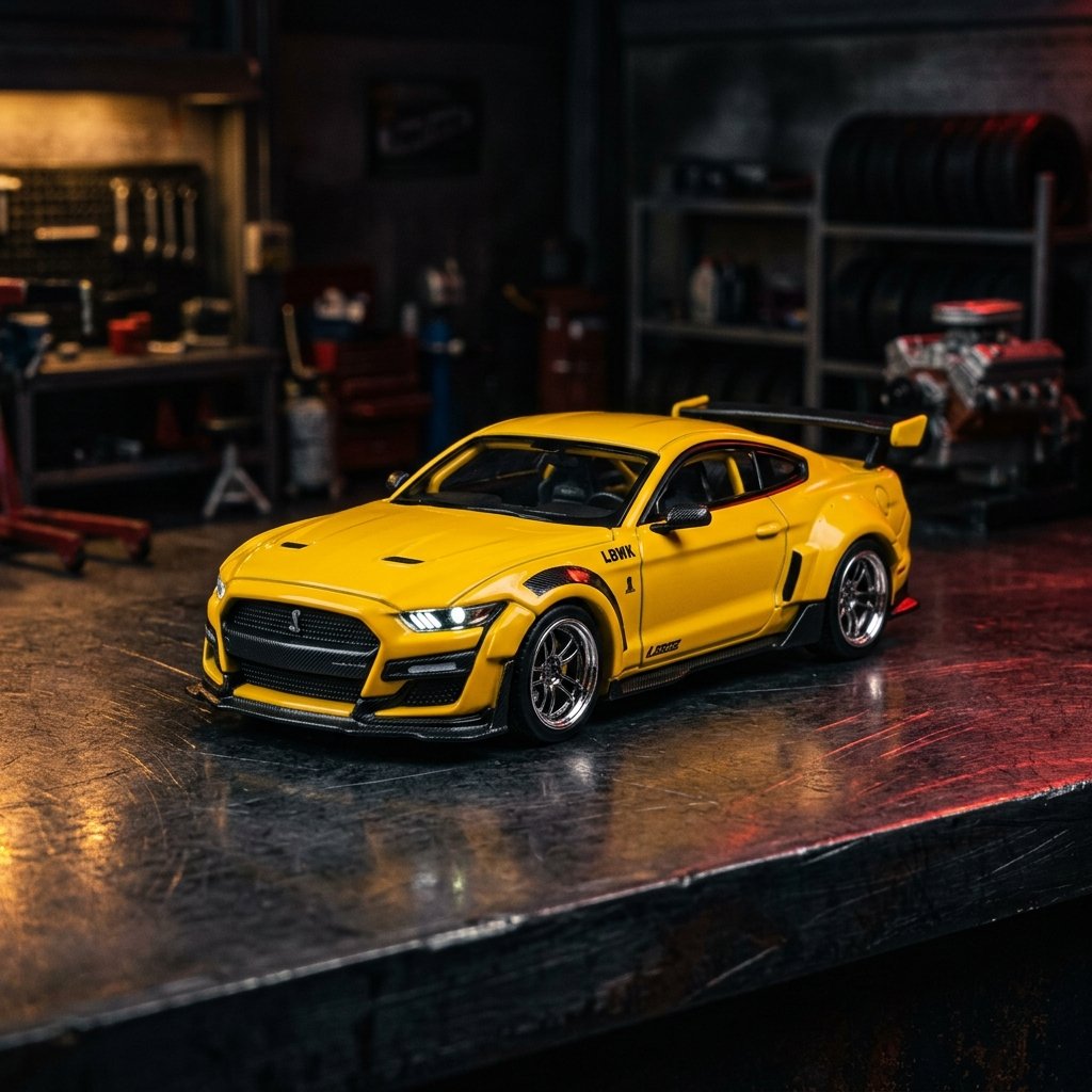 MINI GT Ford Mustang LBWK Triple Yellow 1:64 Diecast