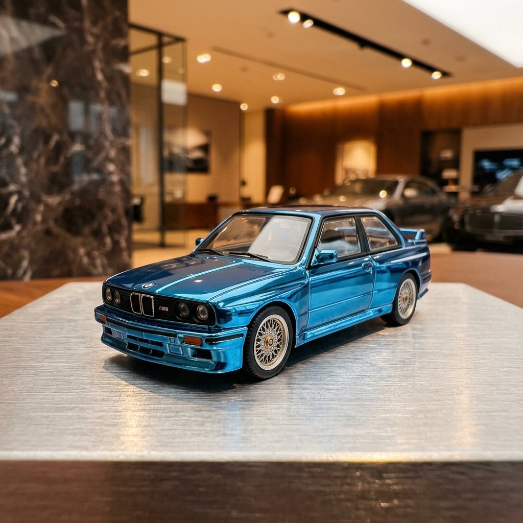 BMW E30 Chrome Blue Demon King Auto 1:64 Diecast
