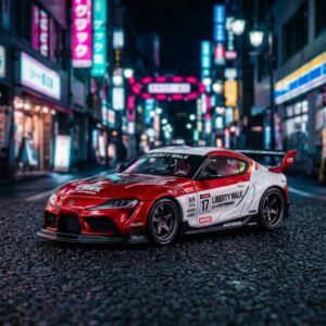 Toyota GR Supra LBWK Red White MINI GT 1:64 Scale Diecast Model Car