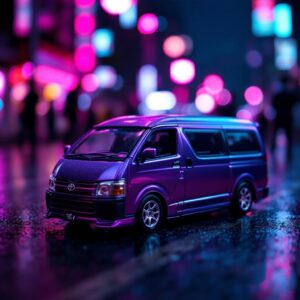 Toyota Hiace Wagon Custom Purple Tarmac Works 1:64 Scale Diecast Model Car