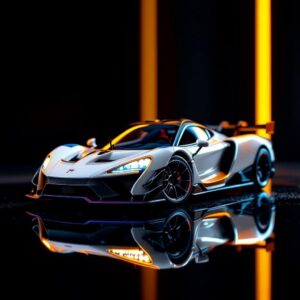 McLaren Senna GT-R White Red LCD 1:64 Diecast