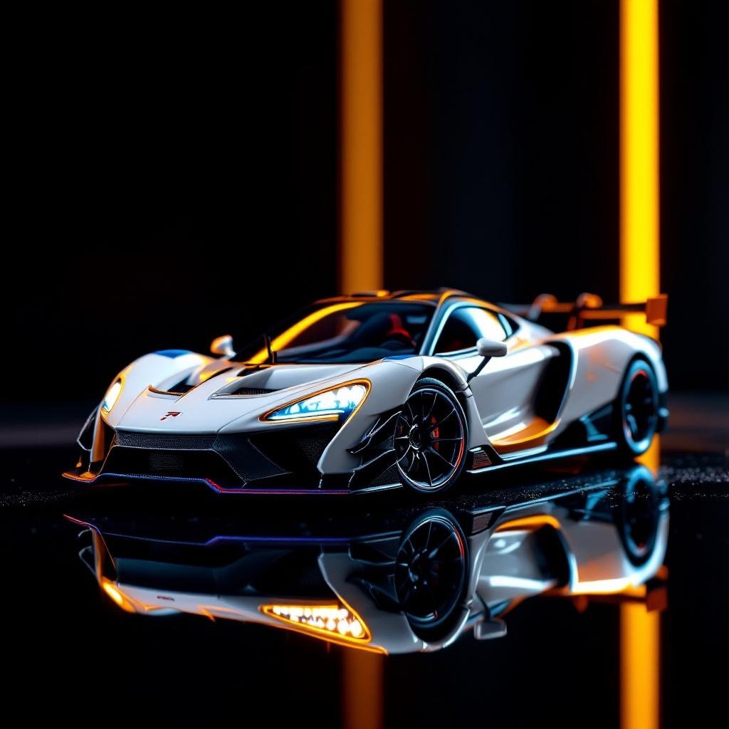 McLaren Senna GT-R White Red LCD 1:64 Diecast