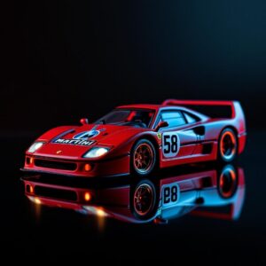 Ferrari F40 LBWK #58 Martini DM Model 1:64 Diecast