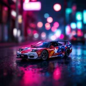 Honda NSX Widebody NA1 Red and White Star 1:64 Diecast