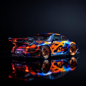 Porsche RWB 993 Dinosaur Painting Flame 1:64 Diecast