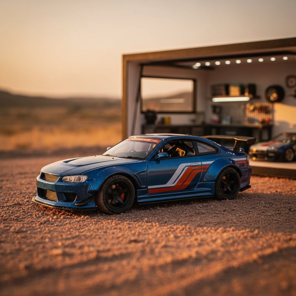 1:64 Drift Track Diorama with LED Garage Display