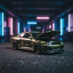 Sw 1 64 Lbwk GT-R Er34 Silhouette Camouflage Opened Hood 1:64 Diecast