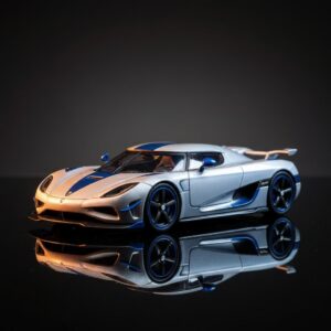 Tw 1 64 Koenigsegg Regera Silver Metallic Blue Accents Tarmac 1:64 Diecast