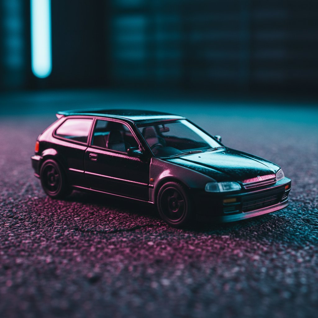Pop Race1 64 Civic Eg6 Rocket Rabbit Black Grey Painting 1:64 Diecast