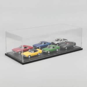 Acrylic display case for 1:24 scale diecast cars on a black base
